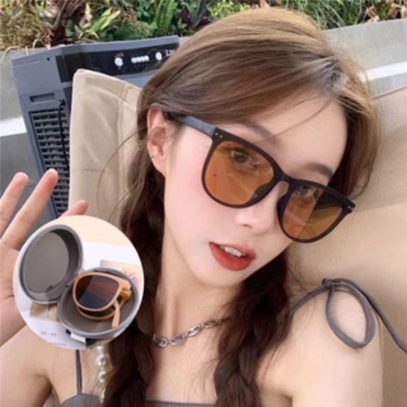 Kacamata Hitam Pelindung UV Model Lipat Portabel Untuk Pria Dan Wanita