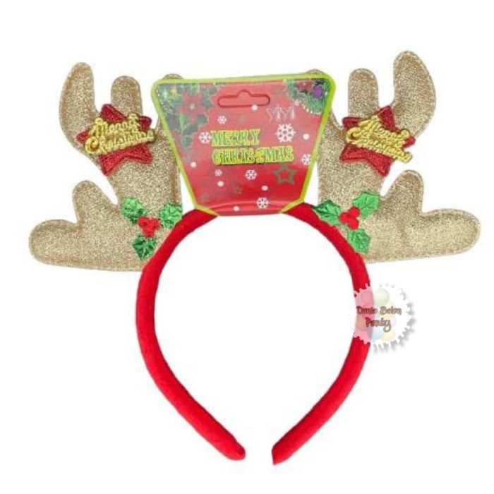 Bando Natal Tanduk Rusa / Head Band Motif Star Font Merry Christmas