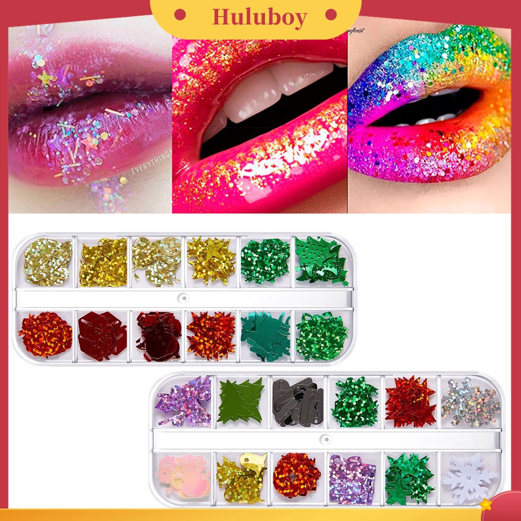 Huluboy Huluboy♡ 1 Kotak Dekorasi Nail Art 3D Bahan Polimer Desain Natal Untuk Wanita