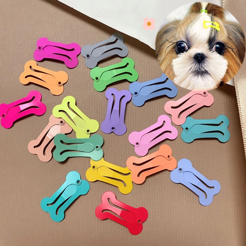 5pcs / set Jepit Rambut Bentuk Tulang Warna-Warni Untuk Aksesoris Grooming Anjing Peliharaan
