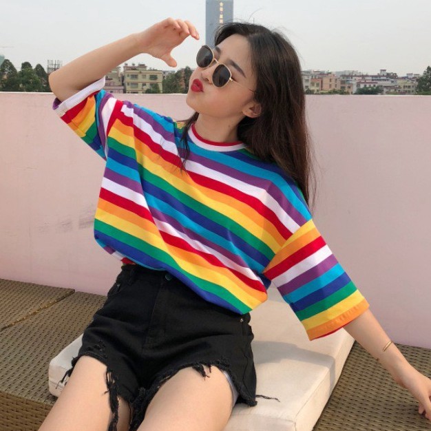 Bess - Kaos Oblong Wanita / Kaos Oblong RAINBOW - XL