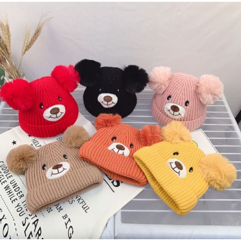 Topi Kupluk Ciput Bayi Karakter Beruang Perempuan dan laki laki