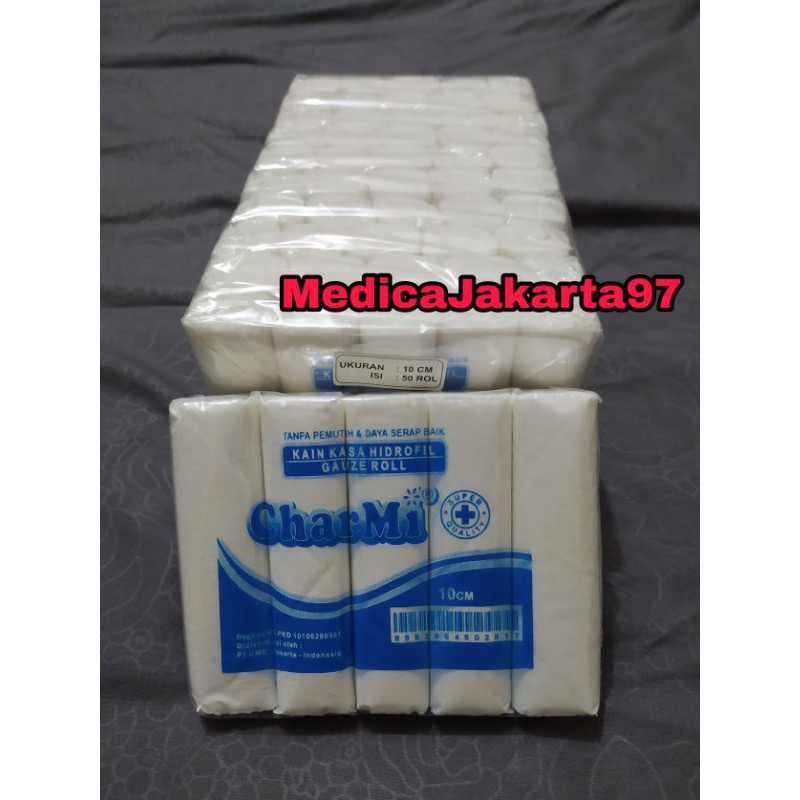 Kasa Gulung Pembalut 10 cm Charmi - kain Kasa Perban hidrofil Gauze Roll kasa verban