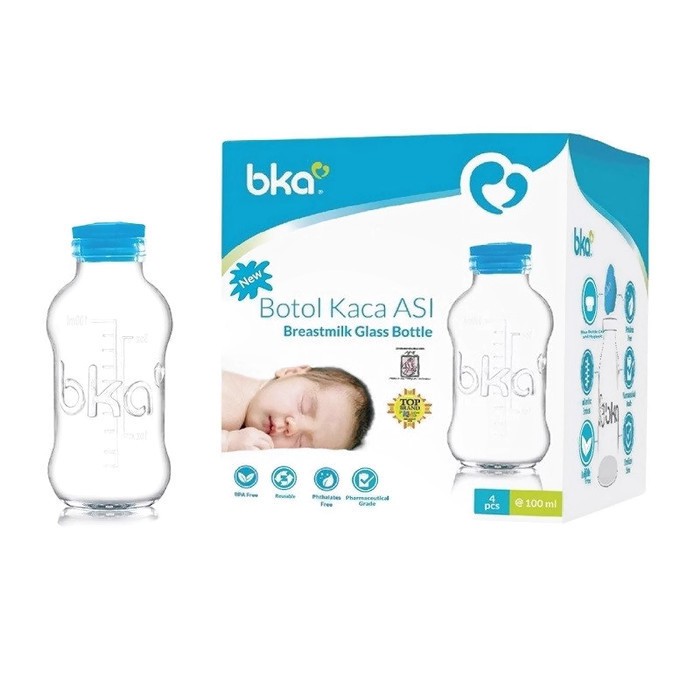 BKA Breastmilk Bottle Botol Kaca ASI Bayi Tutup Karet 100ml isi 4