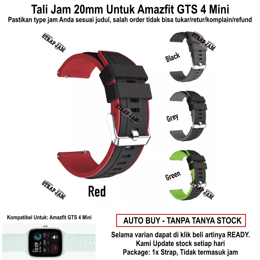 SSR Tali Jam Amazfit GTS 4 Mini - Strap 20mm Quick Release Bahan Silikon Rubber