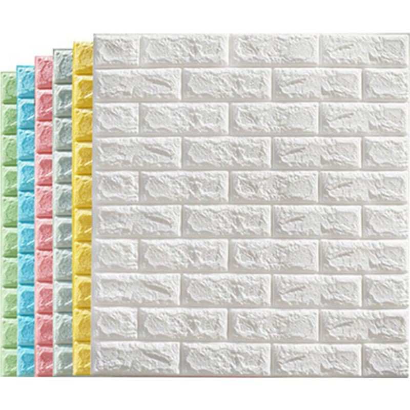 WALLPAPER FOAM 3D BATA PUTIH DAN WARNA 70cmx77cm-1