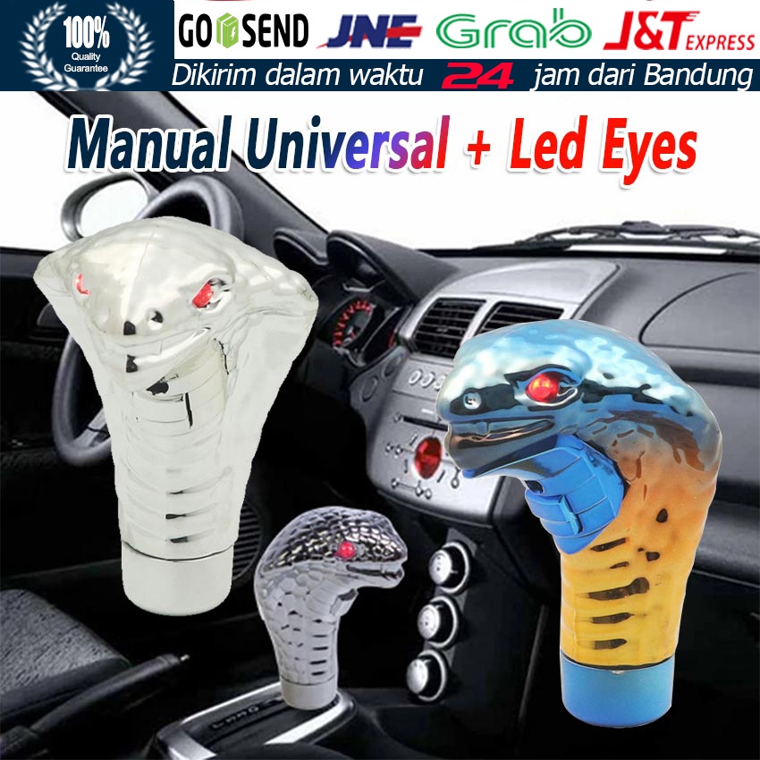 Gear Shift Knob Knop Tuas Perseneling Manual Mobil Universal Model Kepala Ular Bahan Chrome dengan L