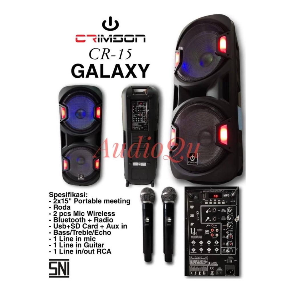 Speaker Portable Crimson 15in Double CR 15 Galaxy CR15 CRIMSON Bluetooth