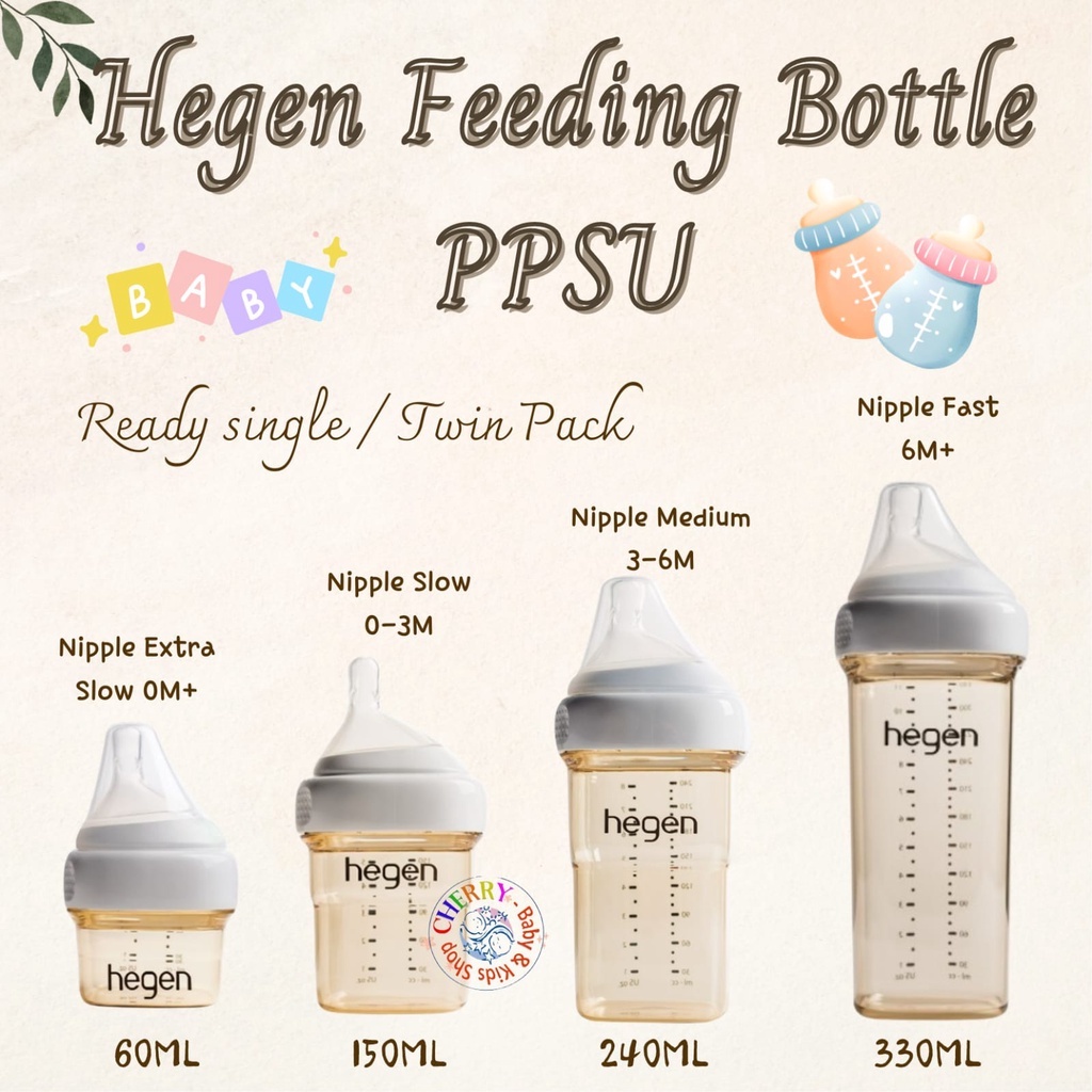 Hegen Feeding Bottle PPSU All Variant Botol Susu Hegen 60ML 150ML 240ML 330ML Single / Twin Pack CBKS