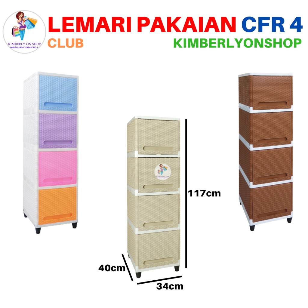 Lemari Plastik Laci Clip Flip Susun 4 Lemari Pakaian