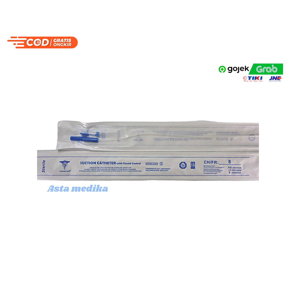 Suction Catheter Fr8 Dan FR6 With Finger Tip Control Cosmomed Selang Suction Catheter FR6 Dan Fr8 Cosmo Med Selang Suction catheter With Finger Tip Control