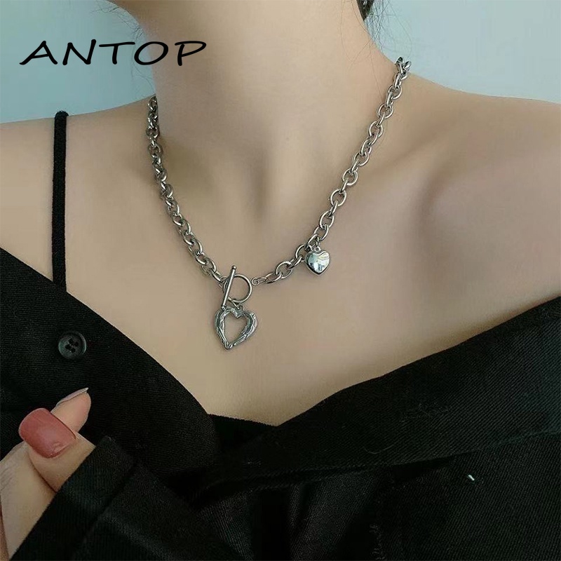 Ins Hollow Out Kalung Cinta Rantai Klavikula Angin Dingin Hip Hop Liontin Aksesoris Fashion ANTOP