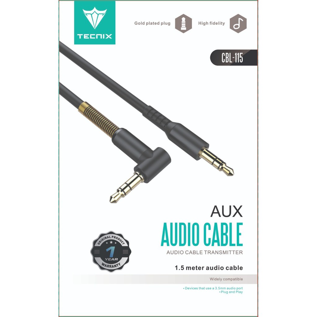 Kabel AUX Jack 3.5mm TECNIX CBL-115 Kabel Audio Aux 3.5mm panjang 150 cm original