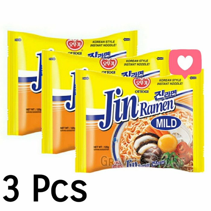 

impor-mie- bundling 3 pcs ottogi jin mild ramen - ramyun kuah ala korea -mie-impor.