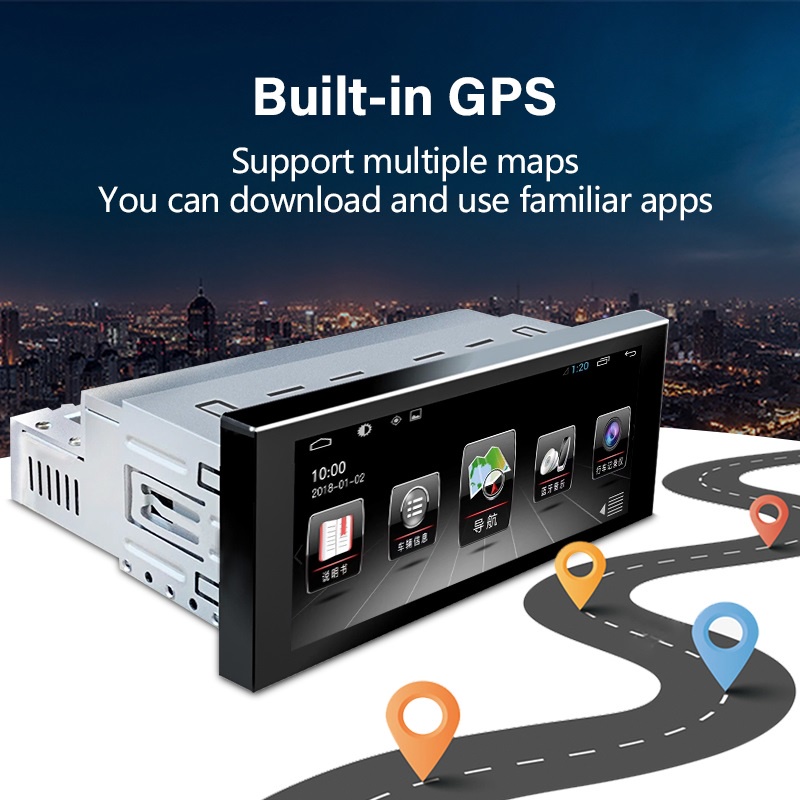 SINGLE DIN Android 10.1 HEAD UNIT tape mobil 6.9 inci IPS TOUCHSCREEN GPS WIFI RAM 1GB ROM 32GB