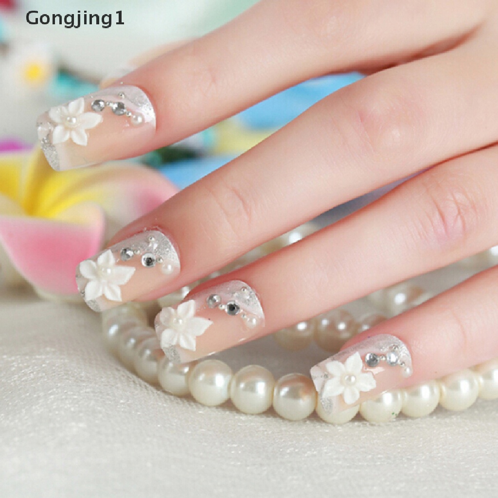 Gongjing1 24Pcs Kuku Palsu Full Cover Bahan Akrilik Untuk Nail Art Diy