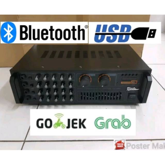 Power Mixer 4 Channel Blackspider Ka130BE Usb Sd Bluetooth Baru