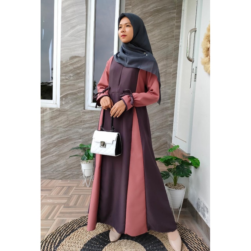 Gamis Audrey Terbaru / Gamis Ity Crepe Kombinasi / Gamis Ity Crepe Premium