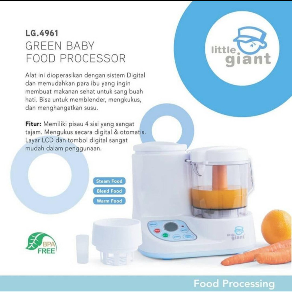 Little Giant LG 4961 Green Food Processor Multi Function Babycook  Blender Penghancur Makanan Bayi