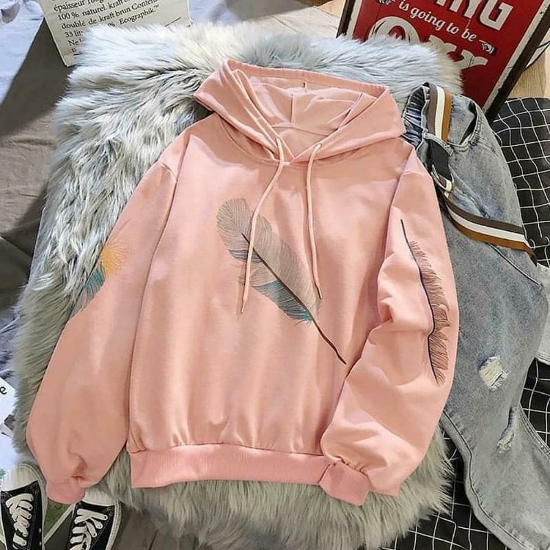 sweater wanita one feather | hoodie cewek feather-1