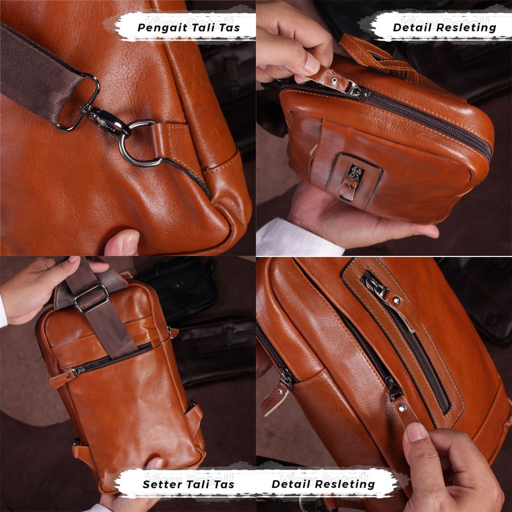 Tas Selempang Pria Kulit Sapi Asli Tas Slempang Pria Kulit Sling Bag Pria Berbahan Kulit Sapi Asli TP03 GARANSI ORIGINAL