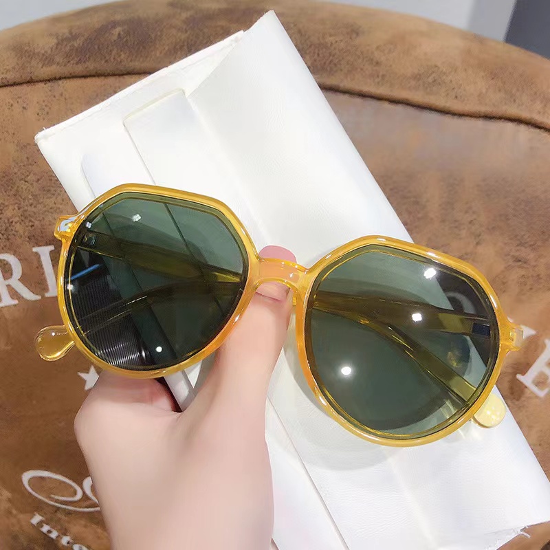 Kacamata Hitam Wanita Hexagon - Kacamata Elegan Retro Wanita Korean Style-Ka-61 Kuning+Hijau