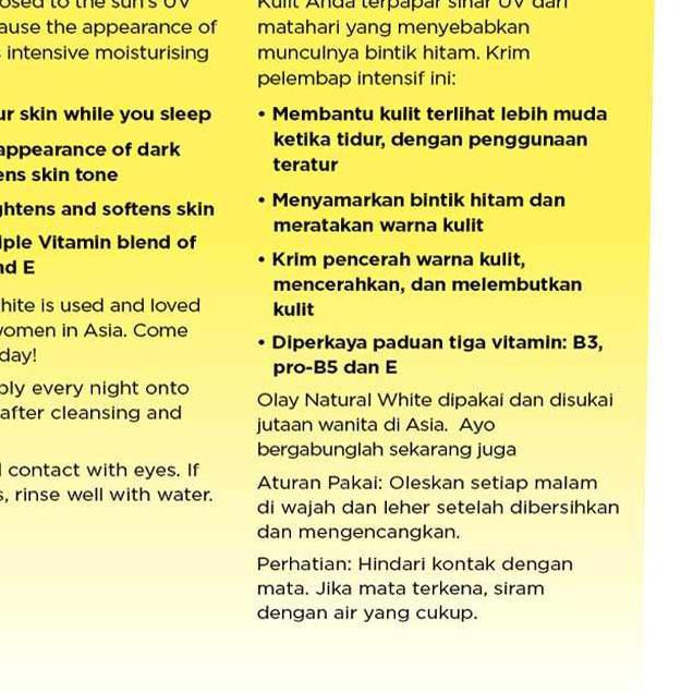 ➹ Olay Krim Pelembab Malam Pencerah Wajah Natural White Light Brightening Skincare 50g ➶