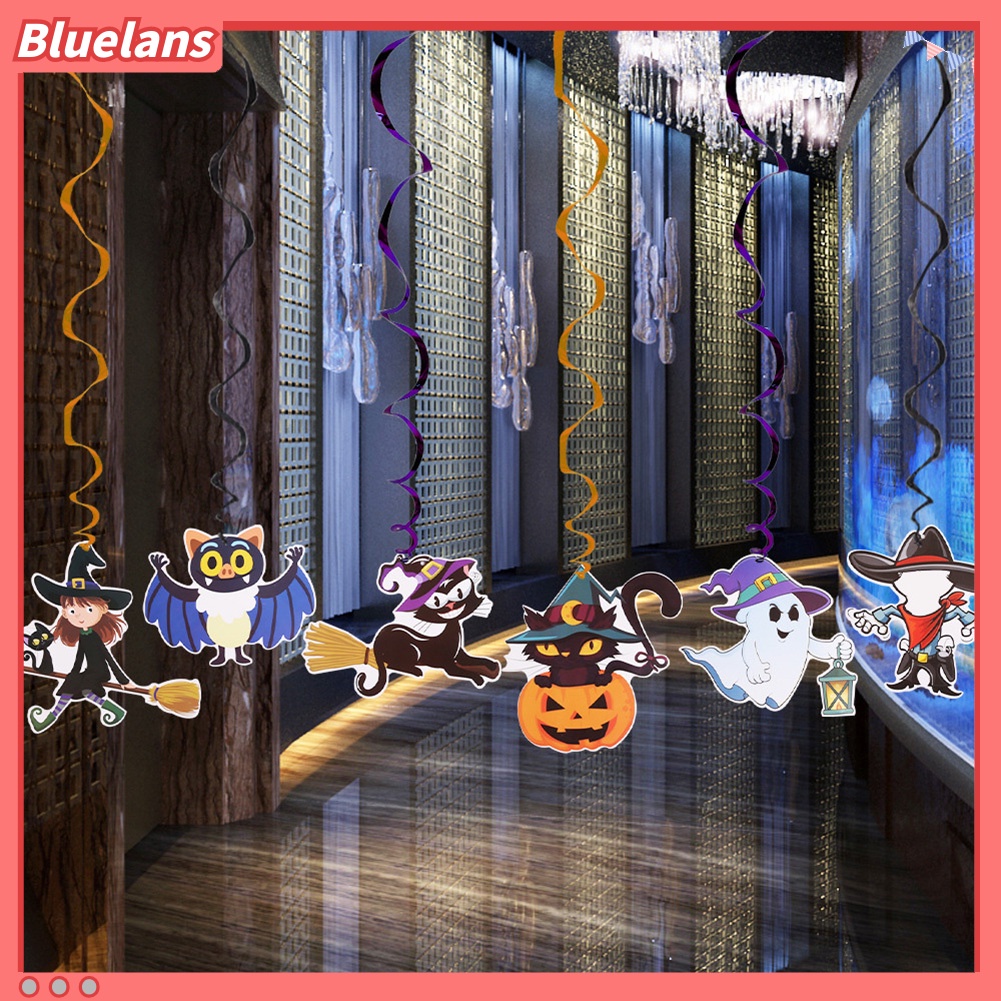 6pcs Liontin Gantung Bentuk Kucing Penyihir Hantu Spiral Untuk Halloween