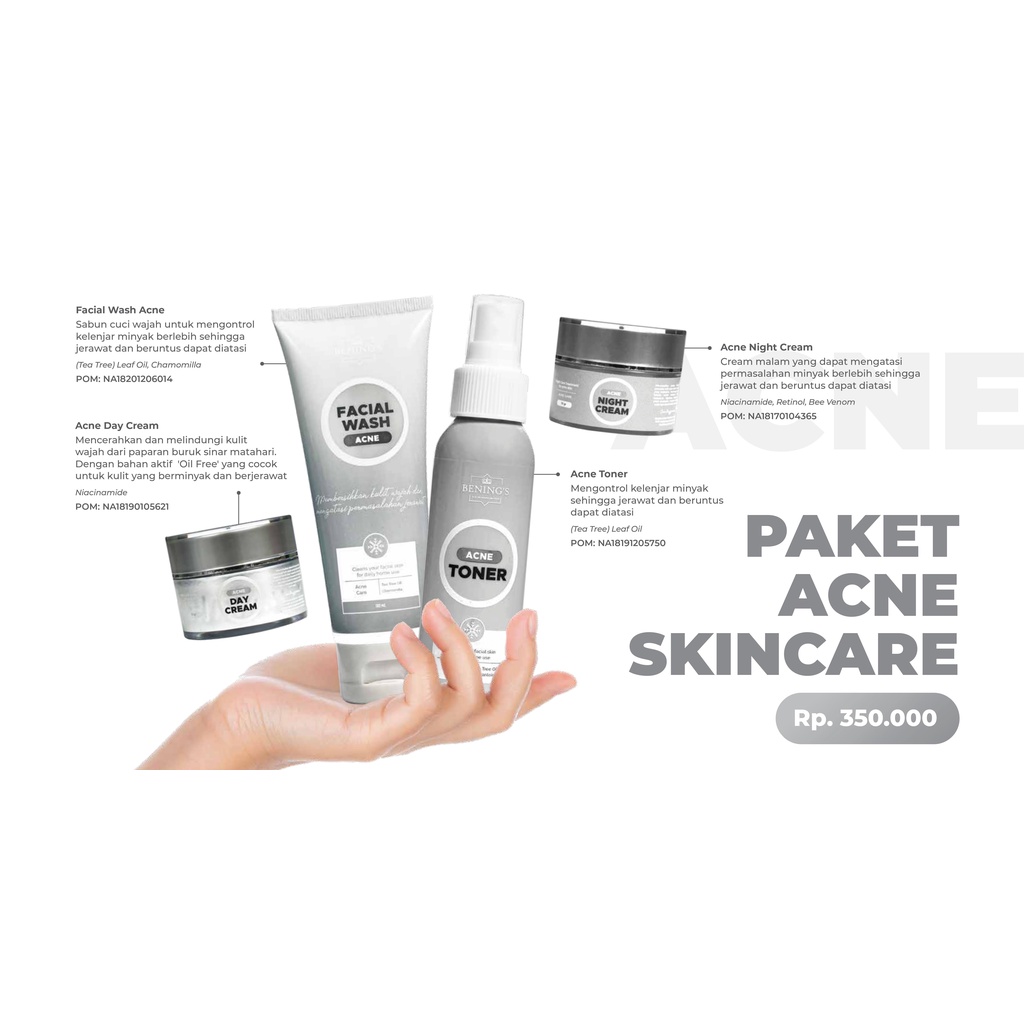 Bening Skincare Dr Oky Pratama Paket Acne Terbaik (Free Gift) Benings Skincare - Benings Clinic Paket Jerawat-Paket Acne(FreeGift)