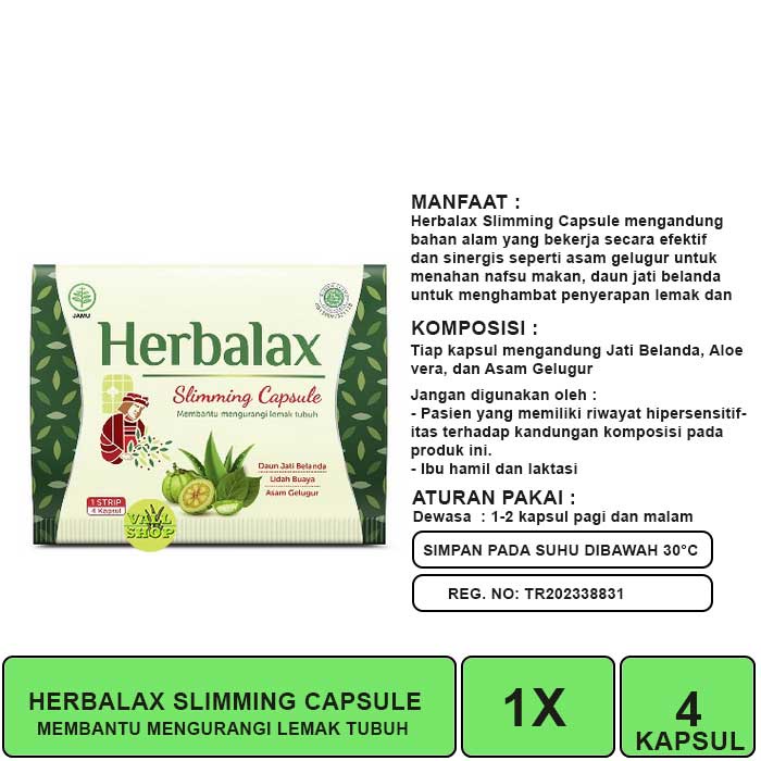 VSHOP. HERBALAX SLIMMING CAPSULE 1 STRIP ISI 4 KAPSUL