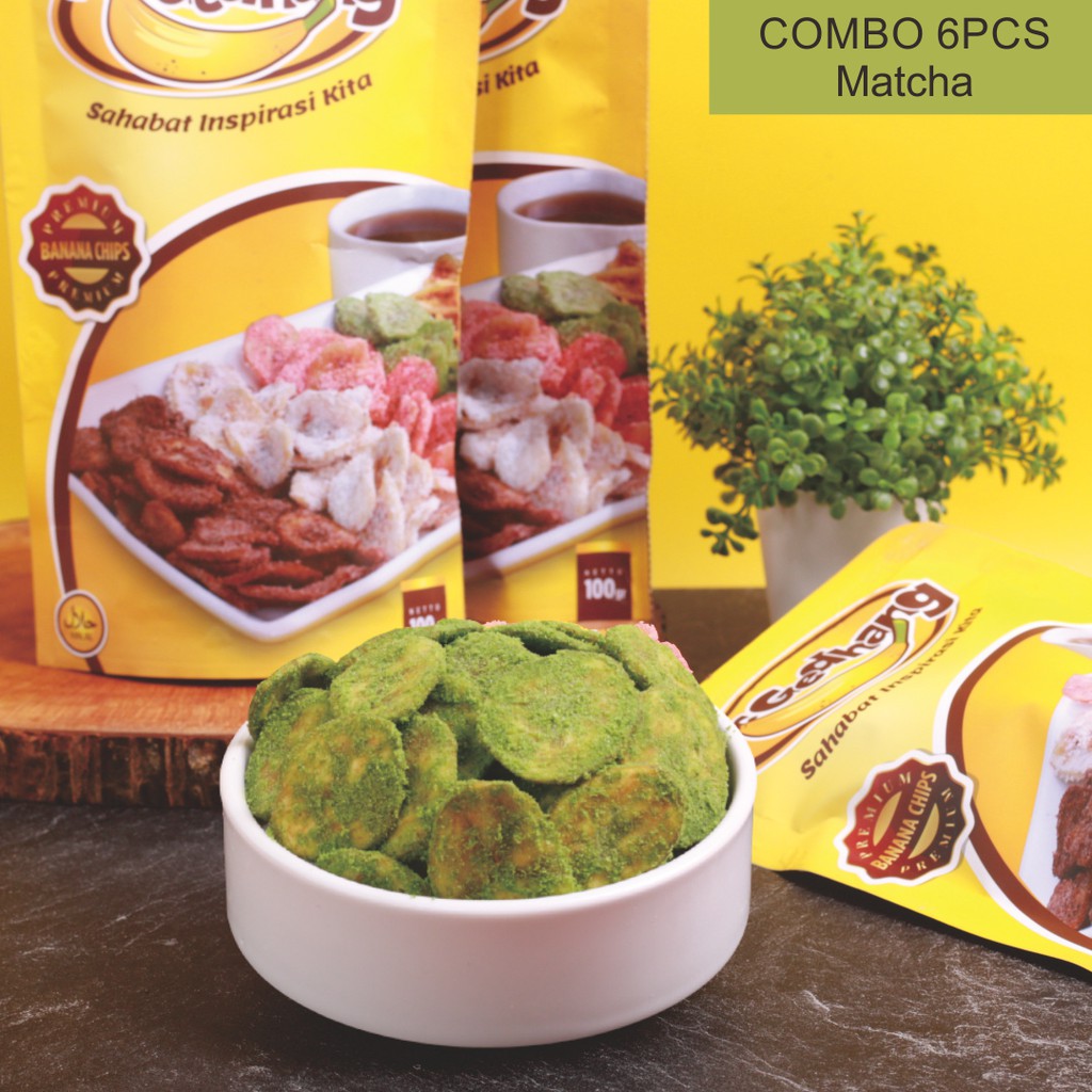 

Combo 6pcs Mr Gedhang Matcha - Keripik Pisang 100gr Cemilan [kemasan praktis ] BEST SELLER