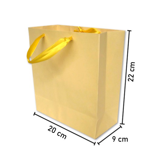 

PAPER BAG POLOS KUNING PASTEL PITA P20 X L9 X T22 TAS KERTAS CANTIK SOUVENIR KADO GODDIE BAG MURAH