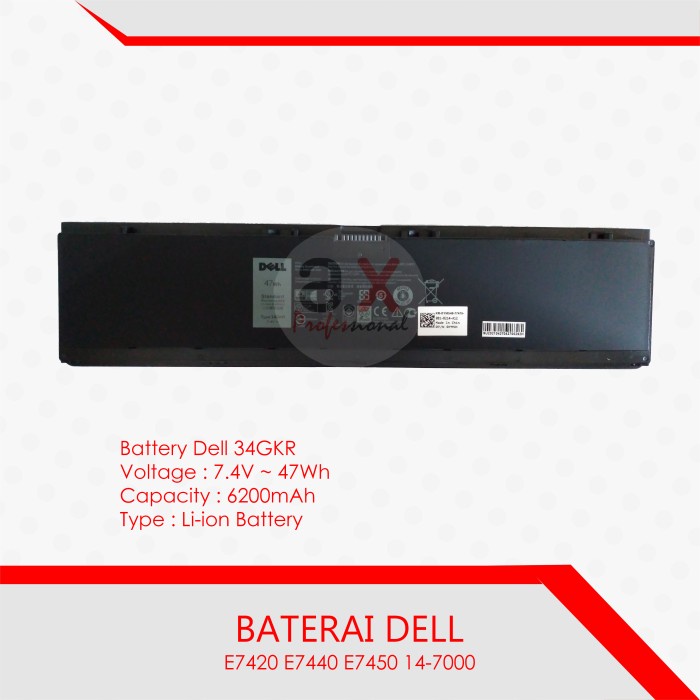Battery Original Laptop Dell Latitude E7420 E7440 E7450 14-7000 34GKR
