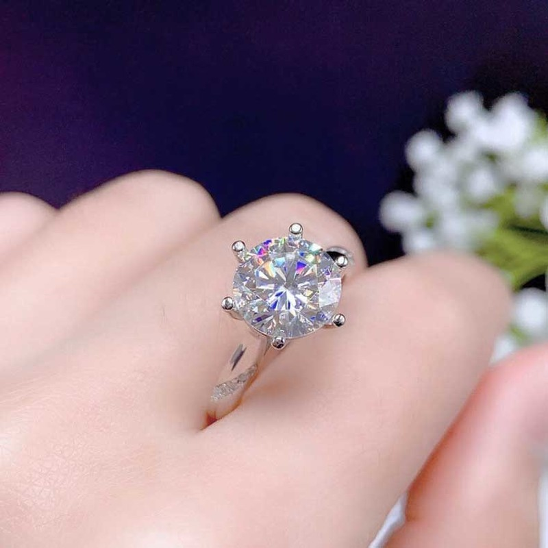 S925 Sterling Perak Cincin Kristal Berlian Fashion Wanita Pertunangan Pernikahan Rings