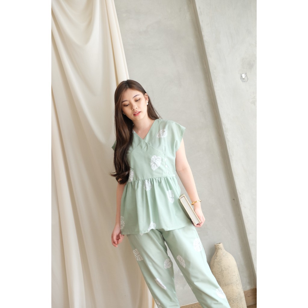 Peplum Pajamas Set - Atasan Celana Baju Tidur Setelan Wanita