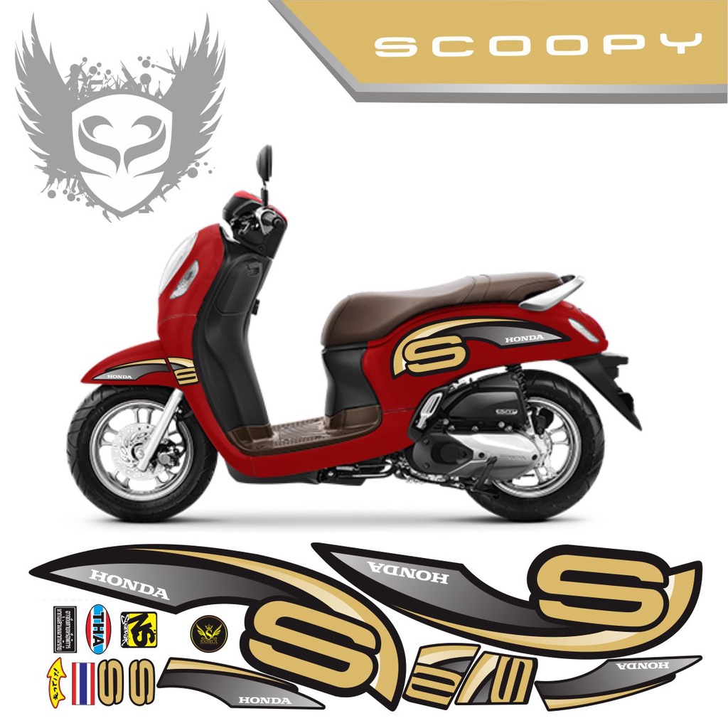 STICKER MOTOR SCOOPY 2020 VARIASI STRIPING PUTIH GOLD 01
