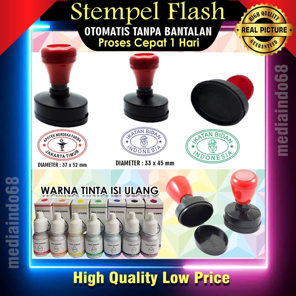 

STEMPEL FLASH OVAL-OTOMATIS TANPA BANTALAN-PRAKTIS SIAP PAKAI