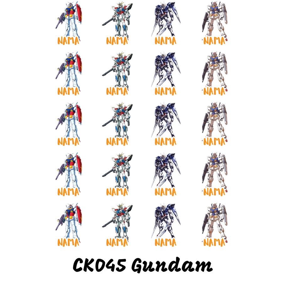 

Sticker Nama Cutting Label Waterproof Tahan Air Gundam (CK045)