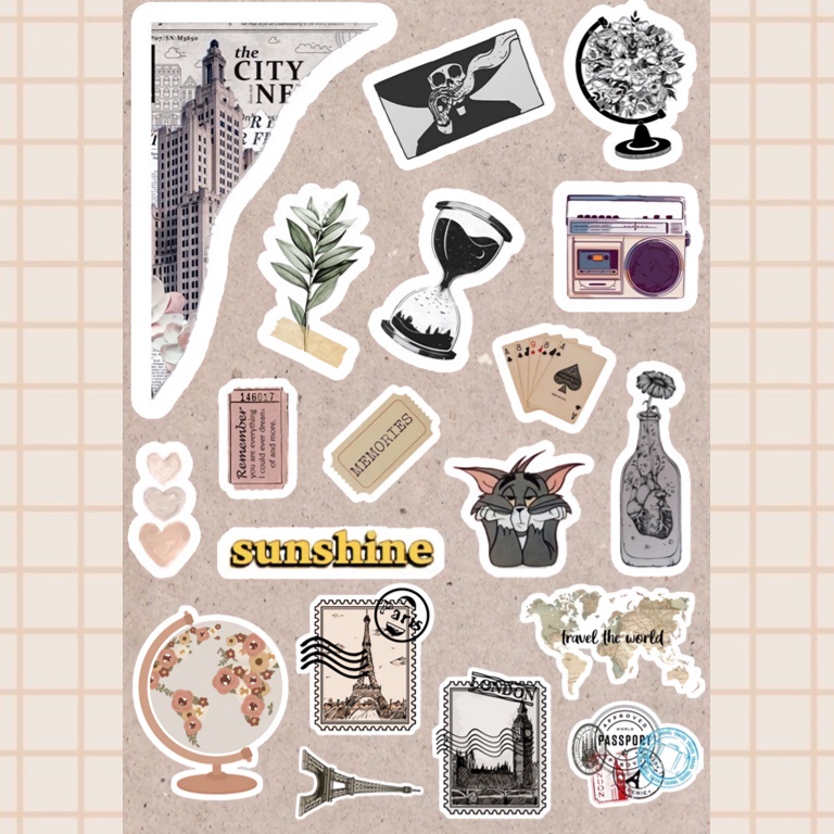 Scrapbook Jurnal Vintage Stickers 3 stiker scrapbook jurnal vintage aesthetic sticker-scrapbook 1