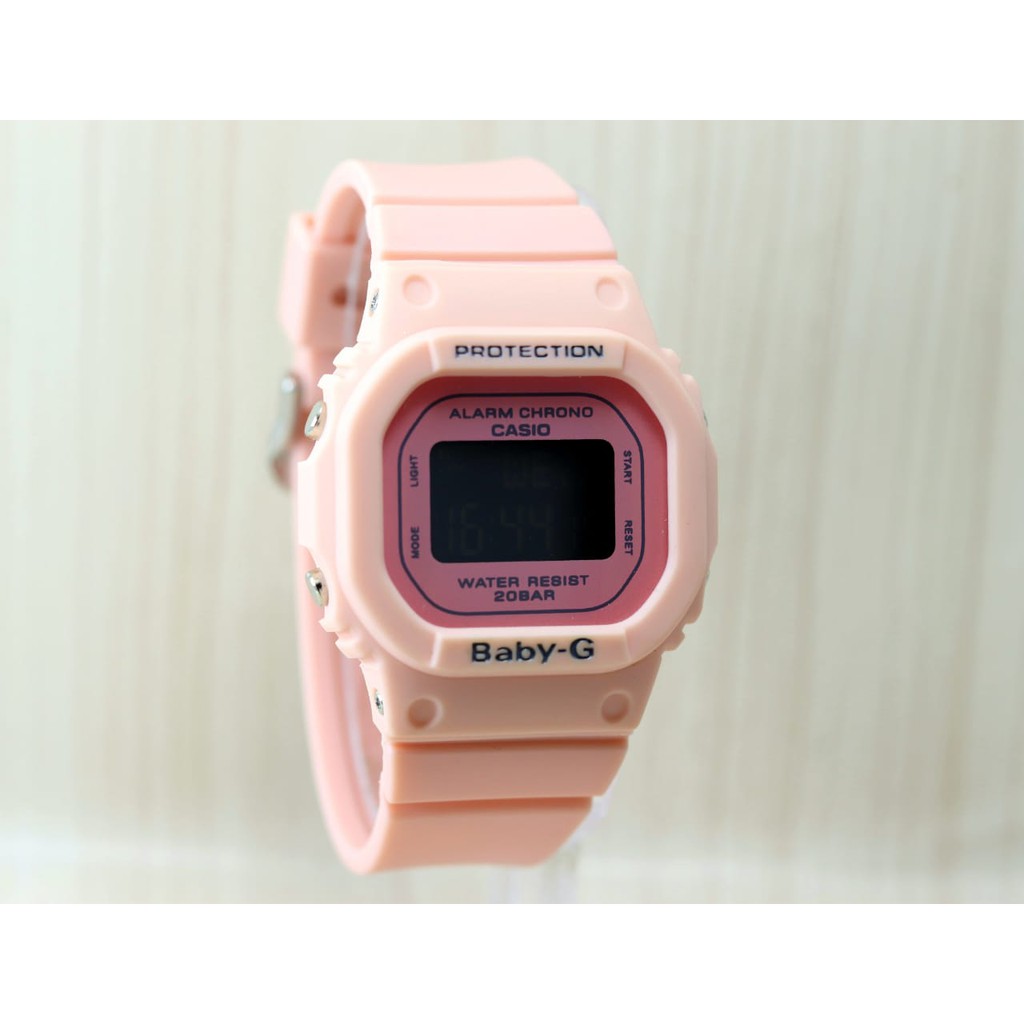 PEACH REALSTOCK !!!! JAM TANGAN WANITA BABY-G CASIO DW 5600 GLS DIGITAL WARNA PEACH TALI PUTIH PINK