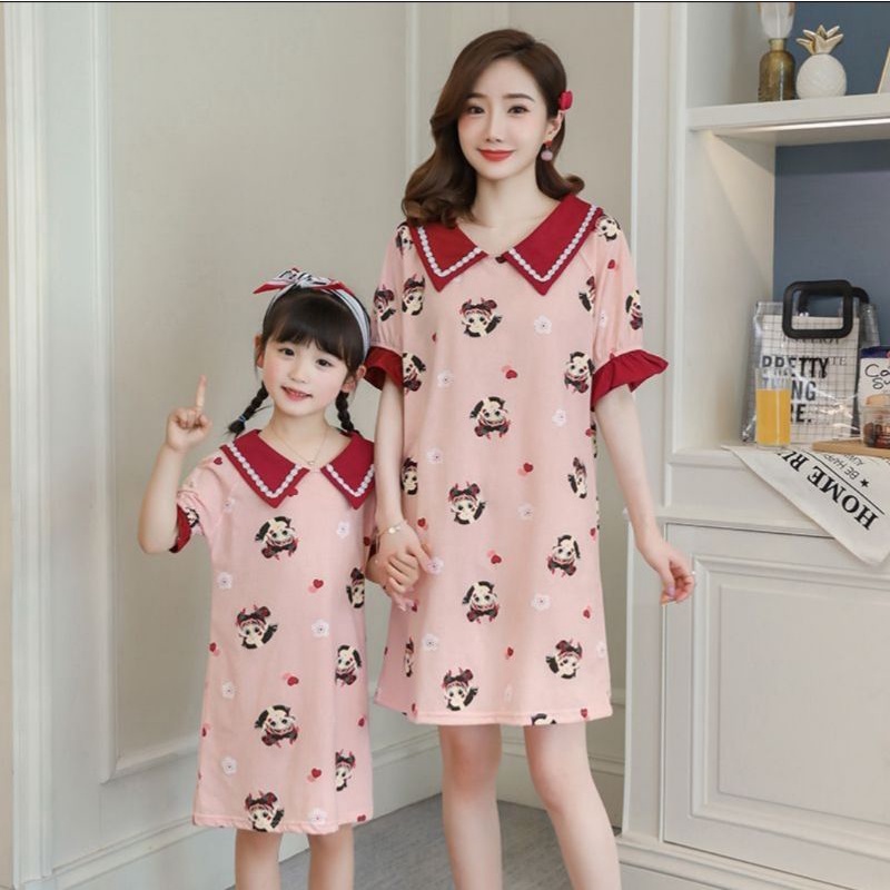 Daster Tidur Import Couple Ibu Dan Anak/Piyama Import Couple Ibu Dan Anak Murah Bahan  Katun C17-C2