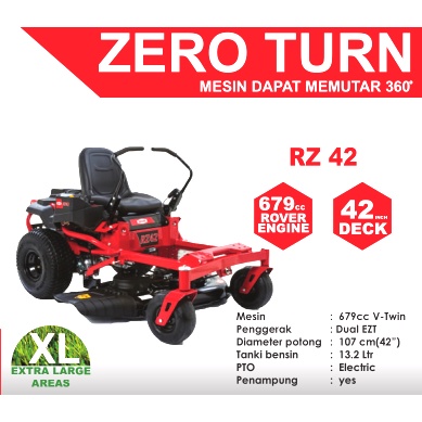 Mesin Potong Rumput Mobil ROVER RZ42 / Ride on Mower ROVER RZ 42 - Zero Turn Mower Mesin Potong Rumput Mobil