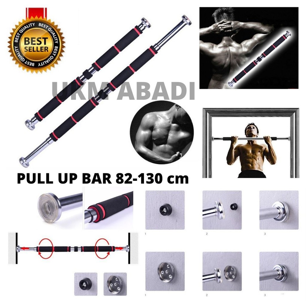 Tiang Latihan Fitness Pull Up Bar Pintu 62-100 &amp; 82-130cm 111140