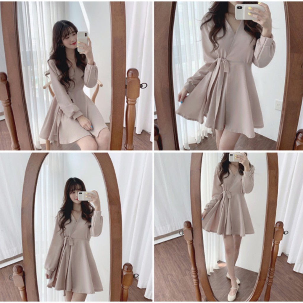 KDR-24 dress terusan wanita import korea jepang midi dress marun beige pesta