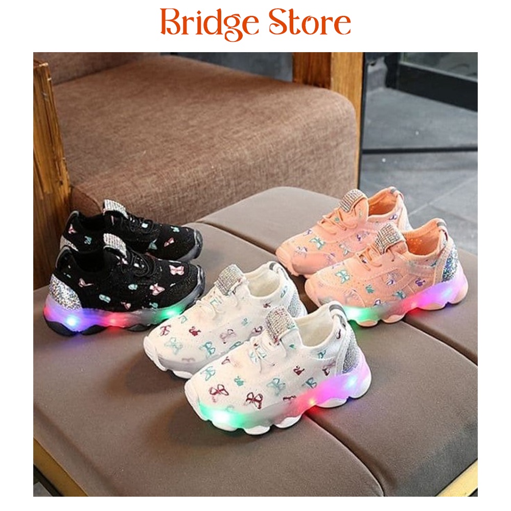 Bridgestore -  Sepatu Sneakers LED Anak Laki-laki &amp; Perempuan Motif Kupu-kupu Import 012