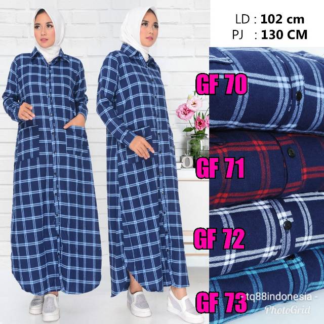 Gamis flanel/gamis kotak kotak/maxi kotak/gamis/maxi/long dress/long dress kotak