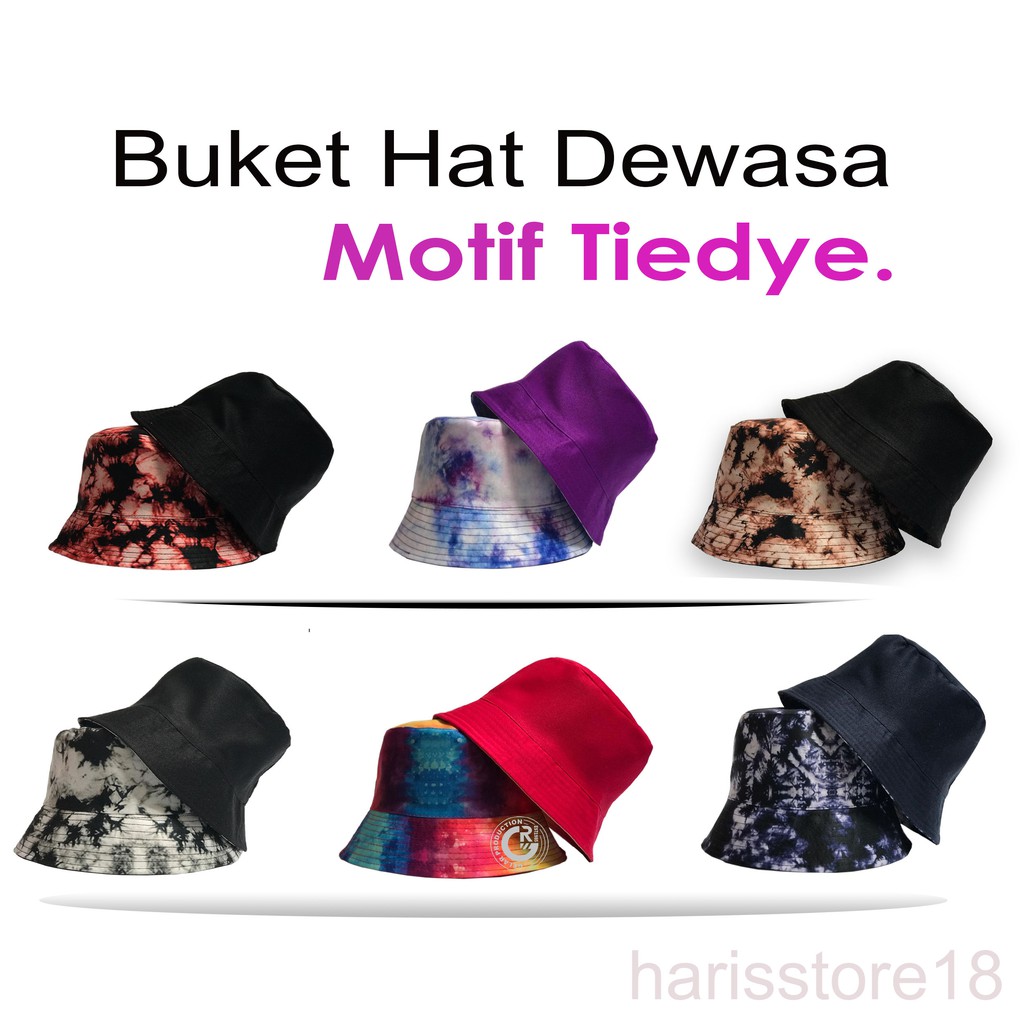 Topi Bucket Wanita/Pria  Bucket Hat Tie Dye Topi Bucket Murah