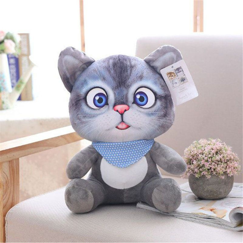 CRE  20cm Soft 3D Simulation Stuffed Cat Toys Sofa Pillow Cushion Plush Animal Cat Dolls Kids Toys Gifts