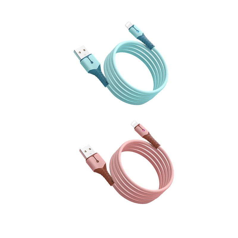 Kabel Data / Charger Usb Bahan Silikon Dengan Lampu Untuk Iphone / Ipad / Airpods - olo