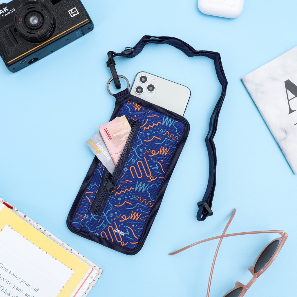 Dompet Gantung Kalung Leher Footage Motif Blue orange